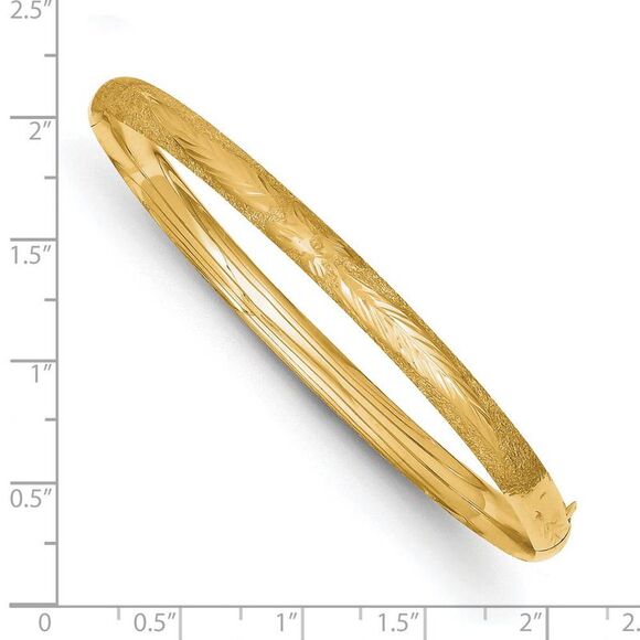 5mm 14k Yellow Gold Laser Cut Hinged Bangle Bracelet, 8 Inch - Picture 4 of 5